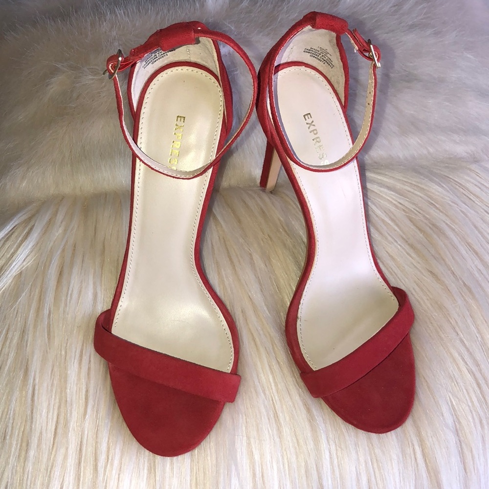 Red Suede High Heeled Sandals